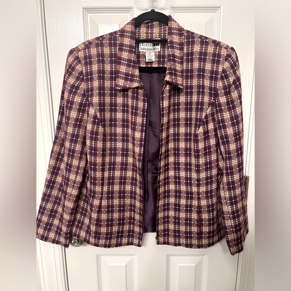 Vintage Tweed zipper jacket with shoulder pads - size 12